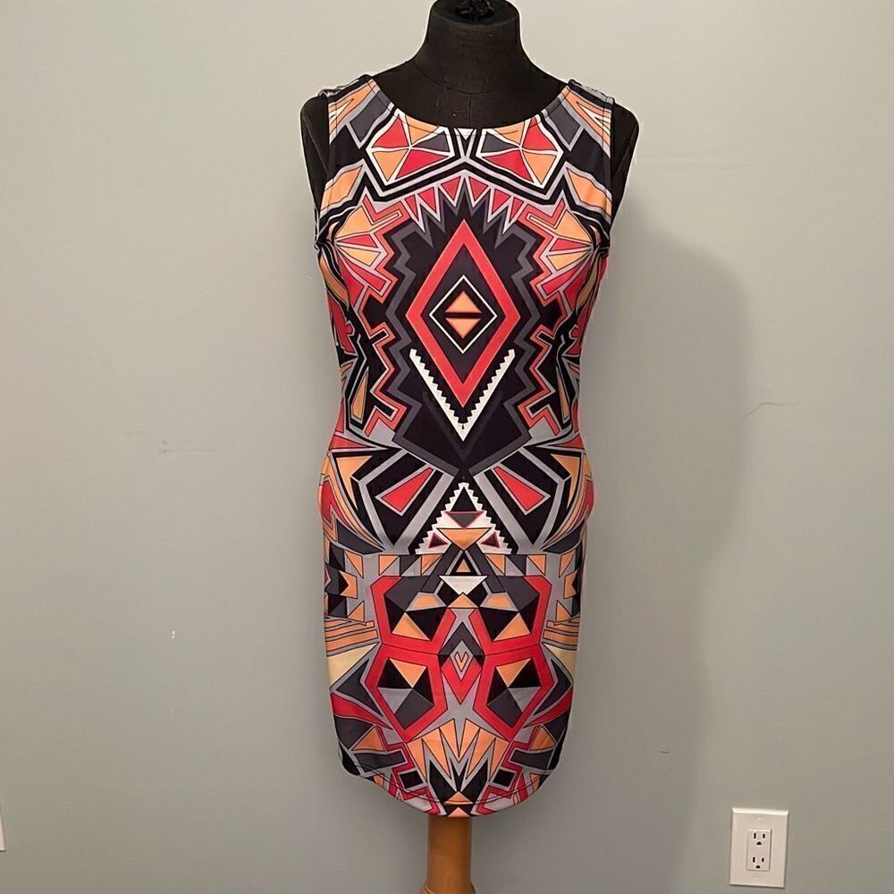 Orange & Black Aztec Print Mini Dress